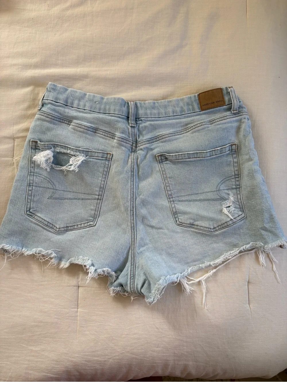 American Eagle Outfitters Light Blue Distressed Denim Shorts
